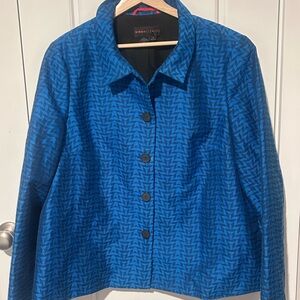 Nina Mclemore Jacket Blazer Blue Black Houndstooth Size 16 Womens